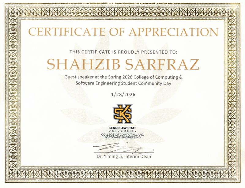 KSU Guest Speaker Certificate